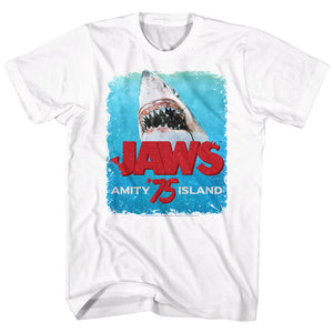 Jaws T-Shirt Amity Island '75 Jaws Bite White Tee - Yoga Clothing for You