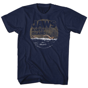 Jaws Tall T-Shirt Distressed Late Swim Circle Navy Tee - Yoga Clothing for You
