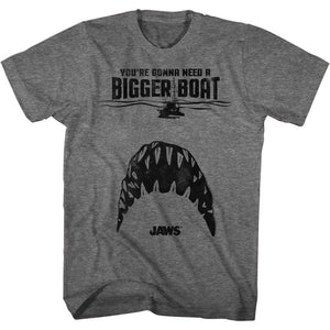 Jaws T-Shirt Gonna Need A Bigger Boat Silhouette Graphite Heather Tee - Yoga Clothing for You