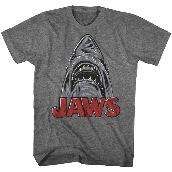 Jaws T-Shirt Shark And Logo Sketch Graphite Heather Tee - Yoga Clothing for You