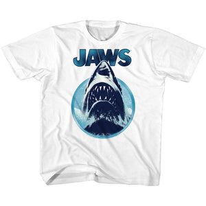 Jaws Toddler T-Shirt Blue Jawhol In Circle White Tee - Yoga Clothing for You