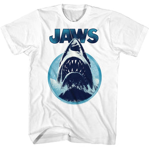 Jaws Tall T-Shirt Blue Jawhol In Circle White Tee - Yoga Clothing for You