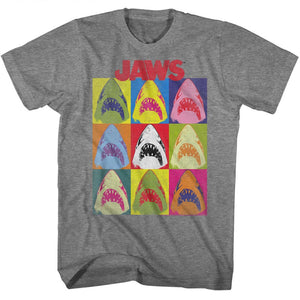 Jaws T-Shirt Jawhol Warhol Picture Style Graphite Heather Tee - Yoga Clothing for You