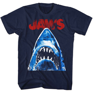 Jaws T-Shirt Shark Head Halftone Navy Tee - Yoga Clothing for You