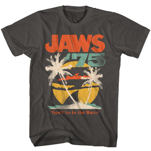 Jaws T-Shirt Don't Go In The Water '75 Sunset Palms Smoke Tee - Yoga Clothing for You