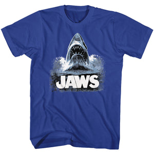 Jaws T-Shirt Poster Shark Out Of Water Painting Royal Tee - Yoga Clothing for You