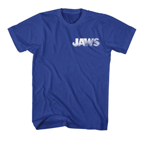 Jaws Quint's Shark Fishing Royal T-shirt Front and Back