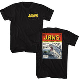 Jaws Comic Cover Black T-shirt Front and Back