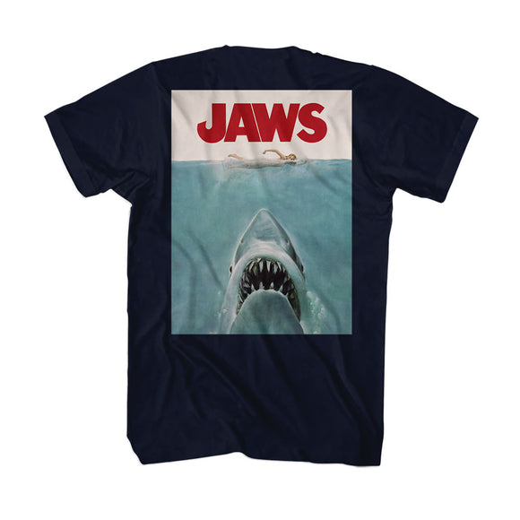 Jaws Gonna Need a Bigger Boat Navy T-shirt Front and Back