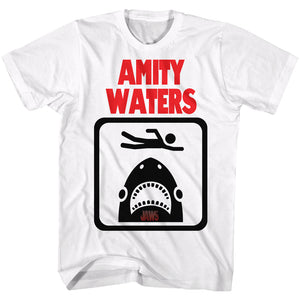 Jaws T-Shirt Amity Waters Stick Figure Drawing White Tee - Yoga Clothing for You