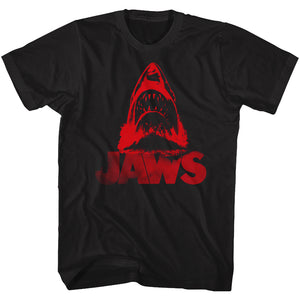 Jaws Tall T-Shirt Red Shark Out Of Water Black Tee - Yoga Clothing for You