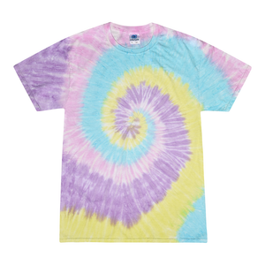 Tie Dye Multi Color Spiral Classic Fit Crewneck Short Sleeve T-shirt for Kids, Jelly Bean - Yoga Clothing for You
