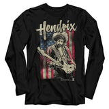 Jimi Hendrix Long Sleeve T-Shirt US Flag Black Tee