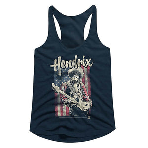 Jimi Hendrix Ladies Racerback Tanktop US Flag Tank