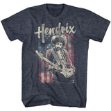 Jimi Hendrix US Flag Navy Heather T-shirt