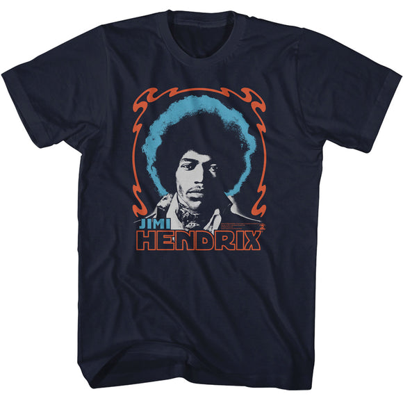 Jimi Hendrix Tri Color Head Shot Navy T-shirt