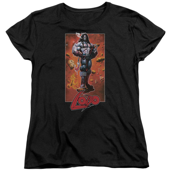 Lobo Womens T-Shirt Pose Black Tee - Yoga Clothing for You