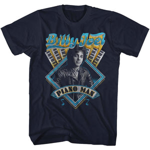 Billy Joel Tall T-Shirt Piano Man Navy Tee - Yoga Clothing for You