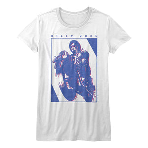 Billy Joel Juniors T-Shirt Motorcycle White Tee - Yoga Clothing for You
