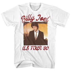 Billy Joel T-Shirt US Tour 1980 White Tee - Yoga Clothing for You