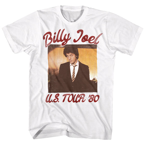 Billy Joel Tall T-Shirt US Tour 1980 White Tee - Yoga Clothing for You