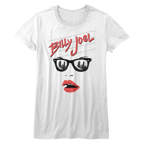 Billy Joel Juniors T-Shirt Lips White Tee - Yoga Clothing for You