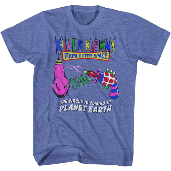 Killer Klowns From Outer Space Circus is Coming to Planet Earth Blue Heather T-shirt - Yoga Clothing for You