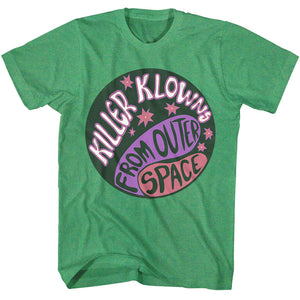 Killer Klowns From Outer Space Colorful Star Circle Logo Green Heather T-shirt