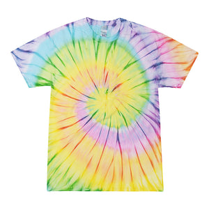 Tie Dye Multi Color Spiral Classic Fit Crewneck Short Sleeve T-shirt for Kids, Lollypop - Yoga Clothing for You