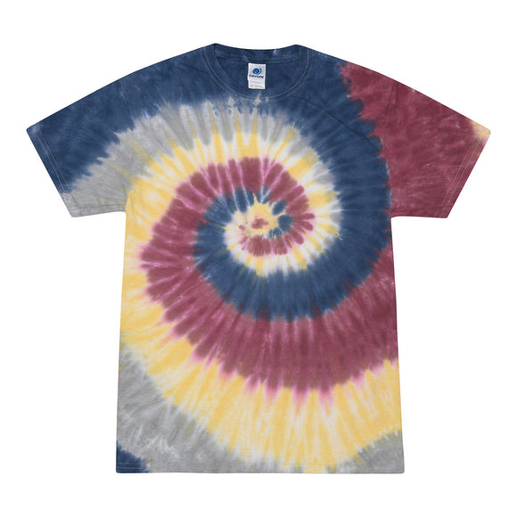 Tie Dye Multi Color Swirl Classic Fit Crewneck Short Sleeve T-shirt for Kids, Lotus - Yoga Clothing for You
