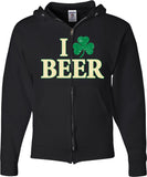 St Patricks Day Full Zip Hoodie I Love Beer - Yoga Clothing for You