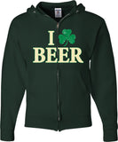 St Patricks Day Full Zip Hoodie I Love Beer - Yoga Clothing for You