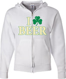 St Patricks Day Full Zip Hoodie I Love Beer - Yoga Clothing for You