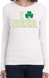 Ladies St Patricks Day Shirt I Love Beer Long Sleeve - Yoga Clothing for You
