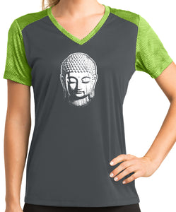 Womens Buddha V-neck Performance yoga Tee - Yoga Clothing for You