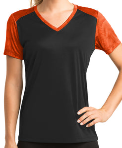 Womens Shoulder-Print V-neck Tee Shirt - Yoga Clothing for You