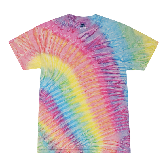 Tie Dye Multi Color Slanted Streaks Classic Fit Crewneck Short Sleeve T-shirt for Kids, Meadow - Yoga Clothing for You