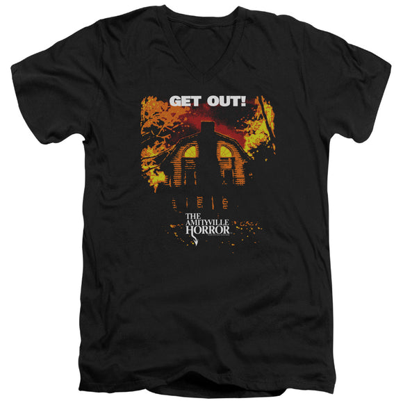 Amityville Horror Slim Fit V-Neck T-Shirt Get Out Black Tee - Yoga Clothing for You