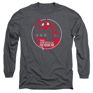 Amityville Horror Long Sleeve T-Shirt Red House Charcoal Tee - Yoga Clothing for You