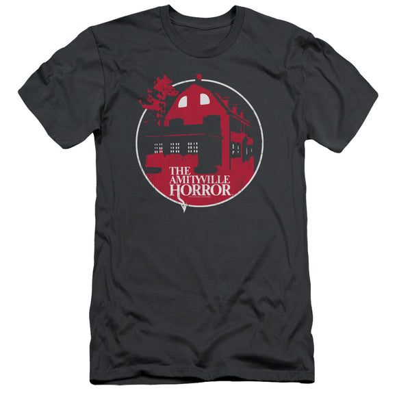 Amityville Horror Slim Fit T-Shirt Red House Charcoal Tee - Yoga Clothing for You
