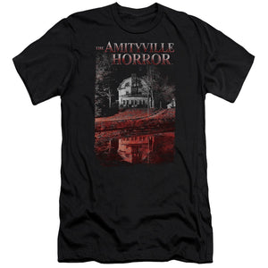 Amityville Horror Premium Canvas T-Shirt House Reflection Black Tee - Yoga Clothing for You