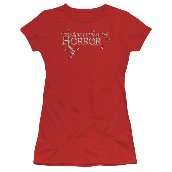 Amityville Horror Juniors T-Shirt Flies Logo Red Tee - Yoga Clothing for You