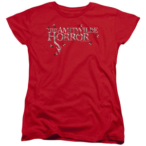 Amityville Horror Womens T-Shirt Flies Logo Red Tee - Yoga Clothing for You