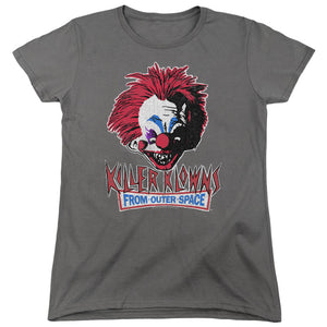 Killer Klowns From Outer Space Womens T-Shirt Evil Clown Charcoal Tee - Yoga Clothing for You