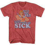 Masters of the Universe He-Man Call The Vet Red Heather T-shirt