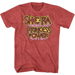 Masters of the Universe She-Ra Princess of Power Vintage Logo Red Heather T-shirt