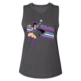 Masters of the Universe Evil-Lyn Character Pose Ladies Sleeveless Muscle Charcoal Tank Top