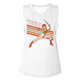 Masters of the Universe Teela Character Pose Ladies Sleeveless Muscle White Tank Top