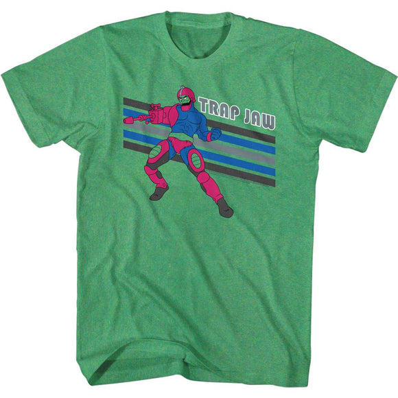 Masters of the Universe Trap Jaw Character Pose Green Heather T-shirt