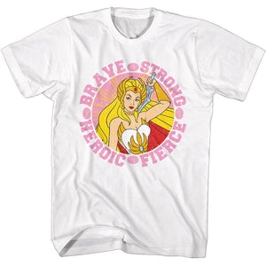 Masters of the Universe She-Ra Brave Strong Heroic Fierce White Tall T-shirt